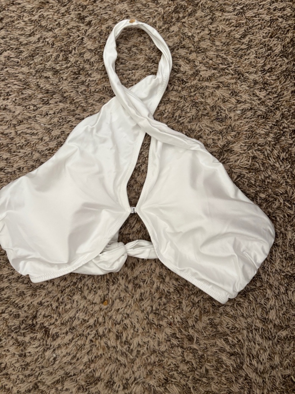 New Victoria's Secret White Twist Halter Bikini Top